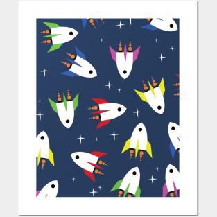 Rocket Ship Pattern Posters and Art